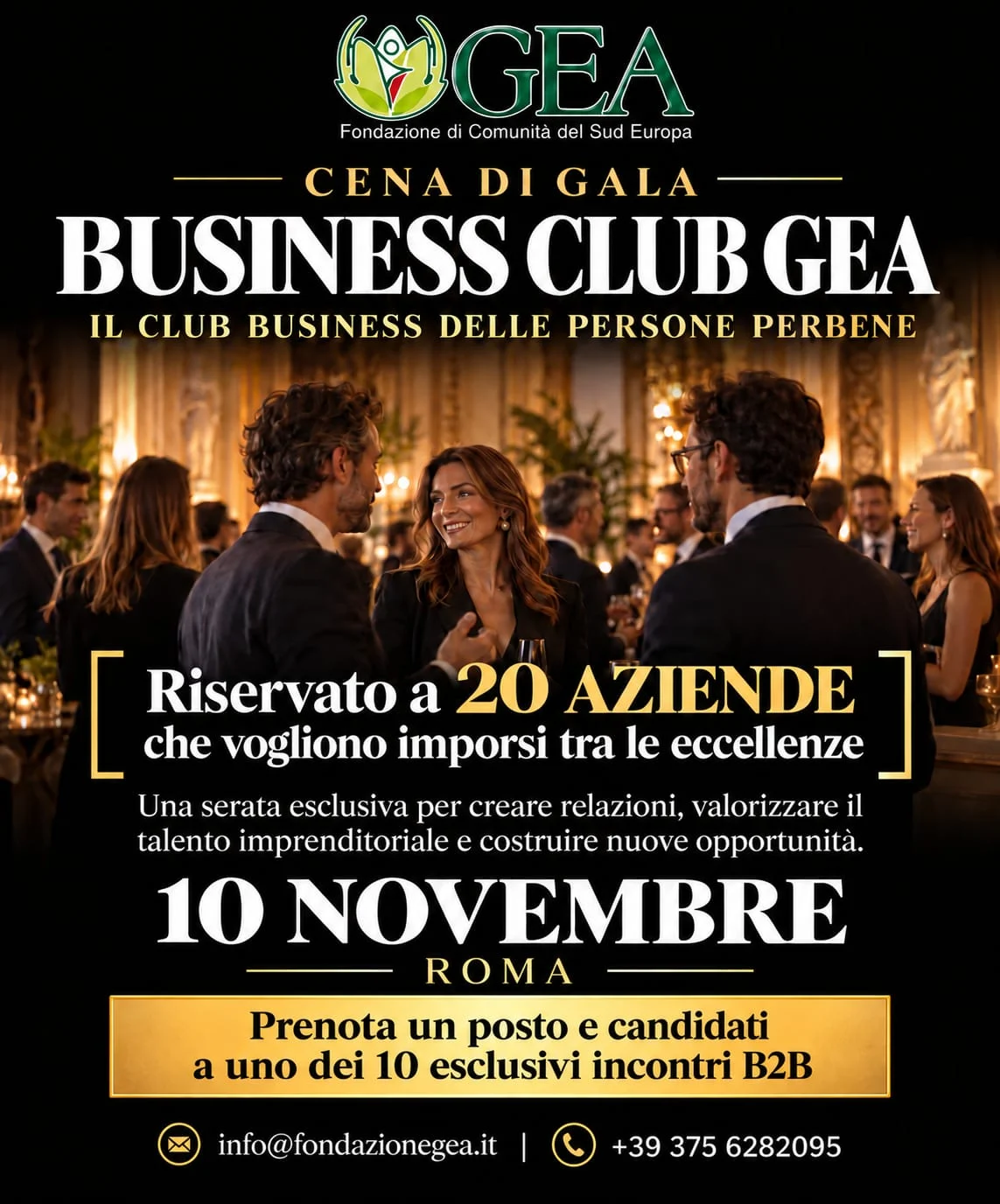 Invito alla Cena di Gala del Business Club GEA – Roma, 10 novembre 2026